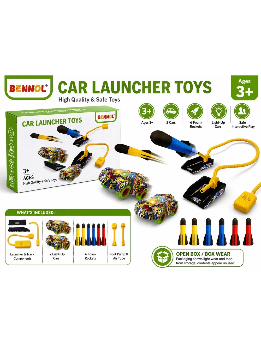 Bennol Car Launcher Toys - Interactive Toy Car Set for Ages 3+